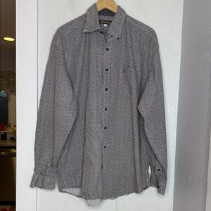 Stetson Western Button-Down Shirt Grey 100% Cotton XL country gentleman rodeo